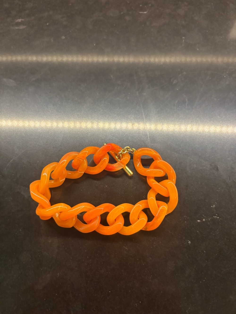 Bold Orange Chunky Chain Bracelet